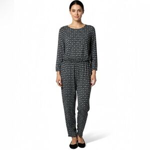 OLD NAVY 100% Rayon Black and White Jumpsuit Crossover Back Side Slash Pockets M